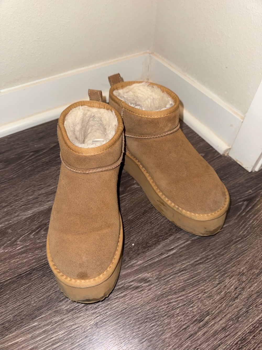 Dream Pairs Suede Platform Ankle Boots - Brown